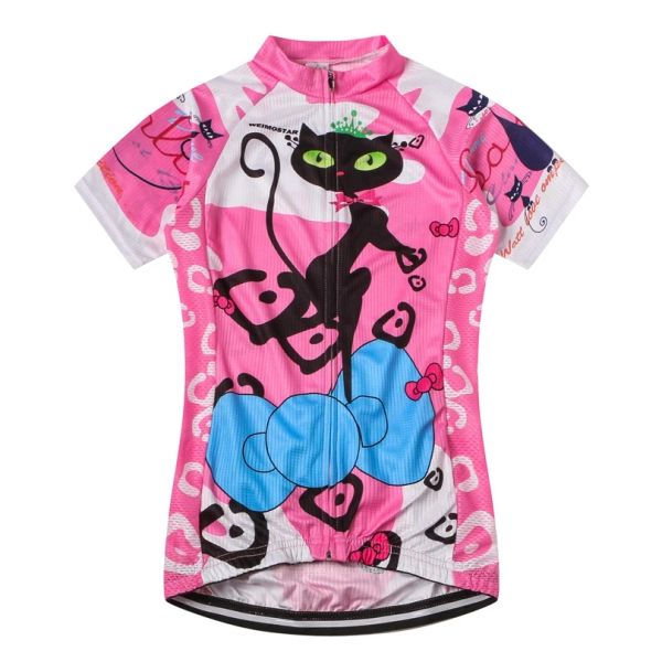 WEIMOSTAR Women Cat Girls Cycling Jersey Ropa Ciclismo T-Shirt Sport Clothing Bike Short Sleeve Bicycle Jersey Tops 3-Color