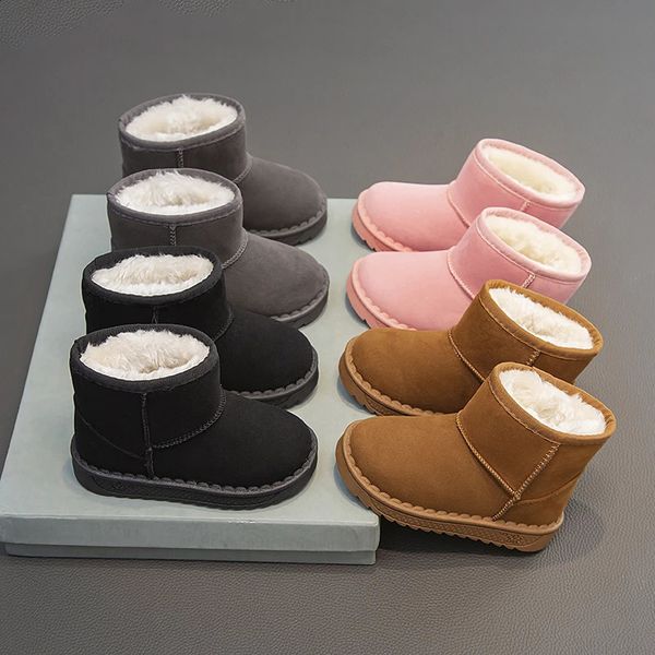 Childrens Botas de neve Plataforma de pêlo espesso casual Inverno Childrens curta Fourcolor Sliding Unisex Compact Boys and Girls Shoes 2412