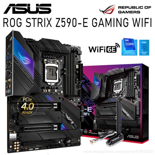 Asus LGA 1200 ROG STRIX Z590-E GAMING WIFI Z590 Motherboard Desktop PC Intel 10-11TH Gen RGB PCI-E 4.0 DDR4 128GB Placa-me New