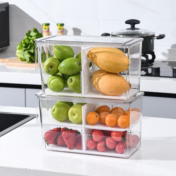 Storage Boxes Bins 5L Refrigerator Organizer Food Container Kitchen Box with Lid Handle Fridge Fresh Fruit Vegetable Tank 221008