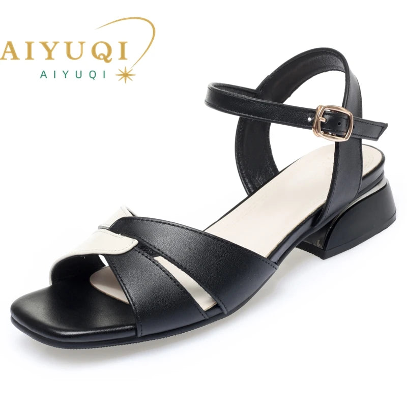 AIYUQI Sandals Women Genuine Leather Fashion Women&#039;s Summer Sandals Mixed Color Large Size Women&#039;s Sandals