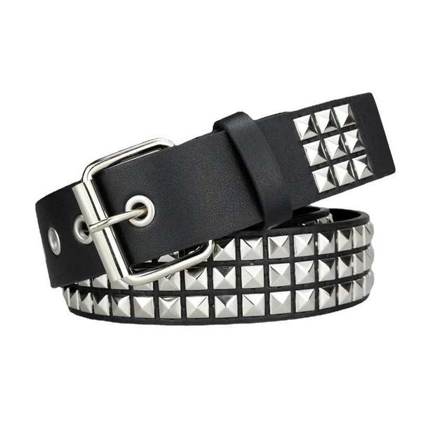 New Women Men Waist Belt Punk Bullets Rivet Studded Imitation Leather Belt Hip Hop Rivet Belt For Jeans Black Hot SaleXJ250114