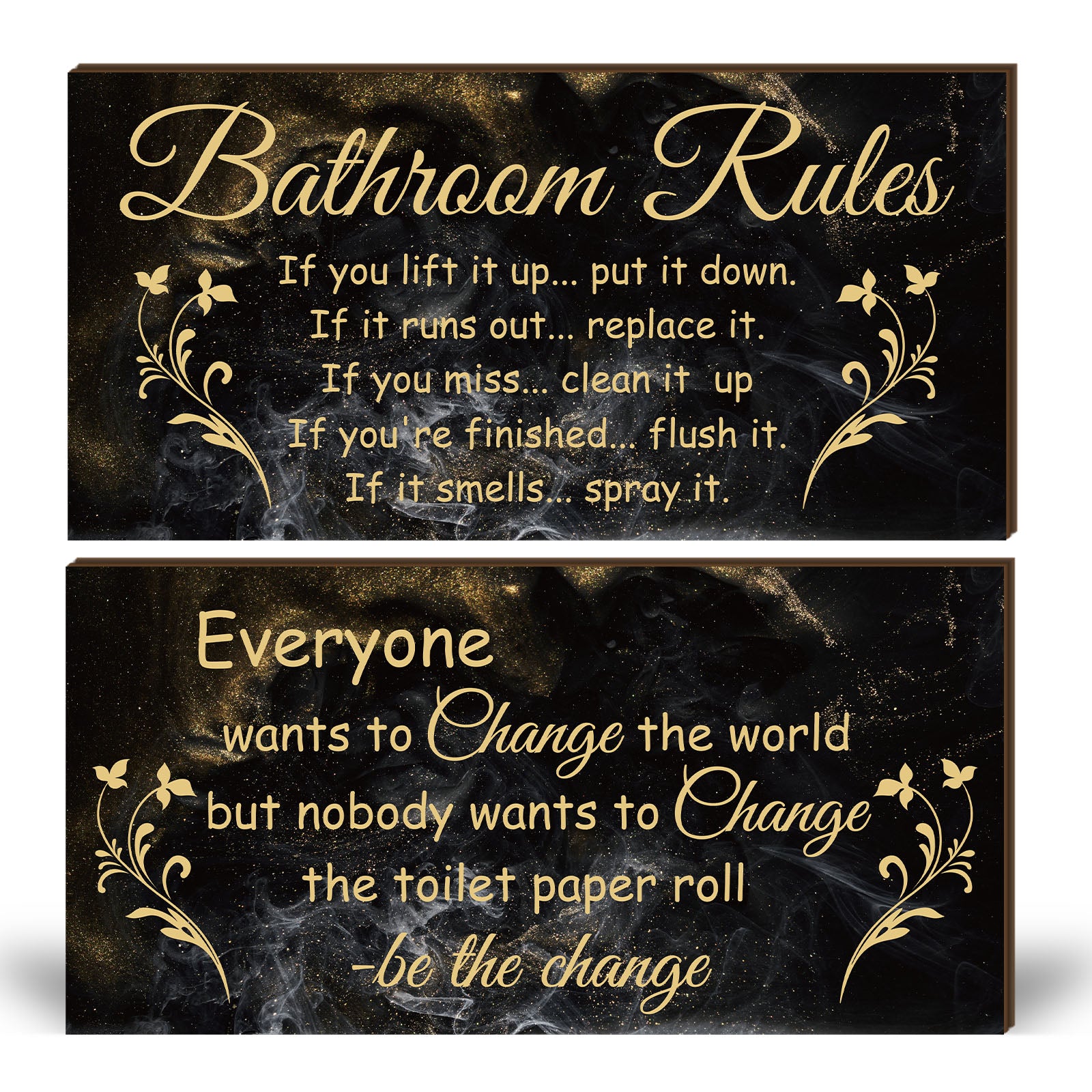 TEMU 1set Elegant Luxury Bathroom Wall Decor Interesting Bathroom Rules Signs Decoration, Bathroom Signs Toilet Decor Bathroom Wall Decor Wooden Wall