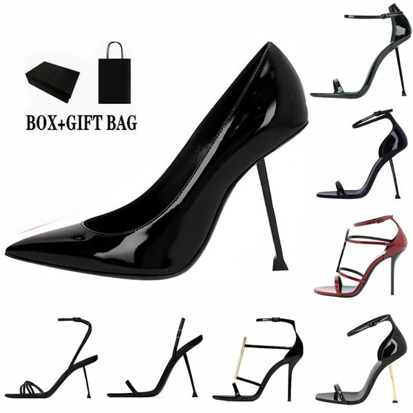 Womens Dress Shoes High Heels Designer Casual shoes Womens Pumps Leather Ladies Party Wedding Mules Black Red Gold Sandals 8-10cm Heel With