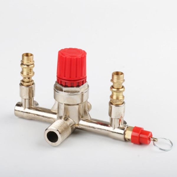 Double Outlet Tube Alloy Air Compressor Switch Pressure Regulator Valve Fitting Part Accessories High Quality Hot Sale