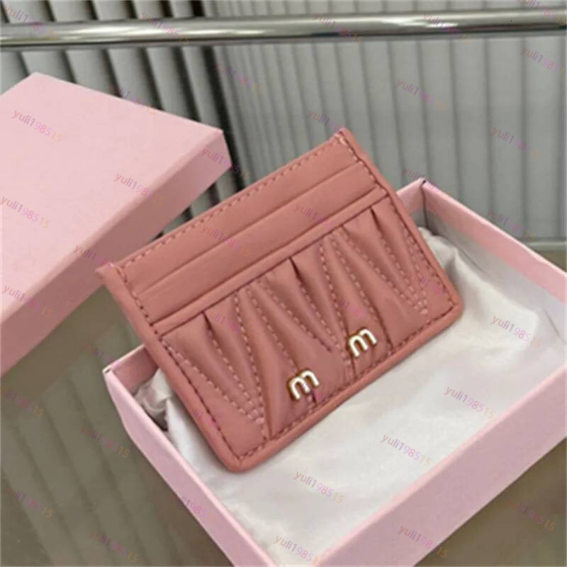 10A Short Wallets Designer Wallet Pleated Card Holder Purses Holders Genuine Leather Mini Pouch Women Men 35