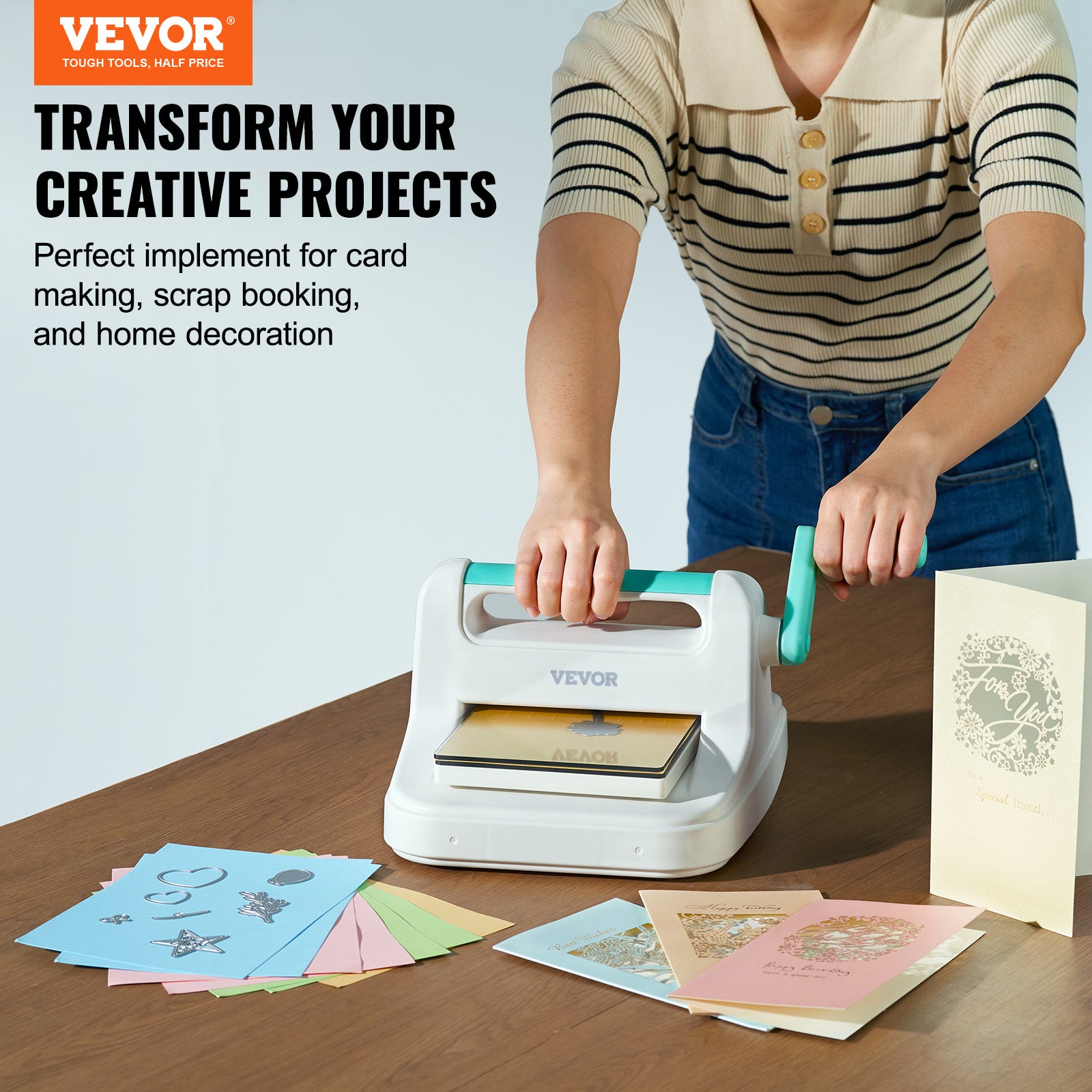 TEMU Vevor Manual Die Cutting & Embossing Machine, Portable Cut Machines, 6 Inch Opening Scrapbooking Machine Full Kit Included, For Arts & Crafts,