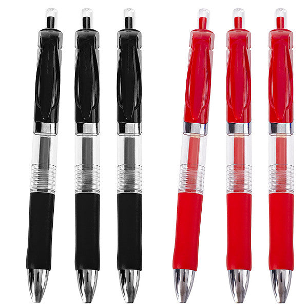 6Pcs 2 Colors Plastic Press Roller Ball Pens
