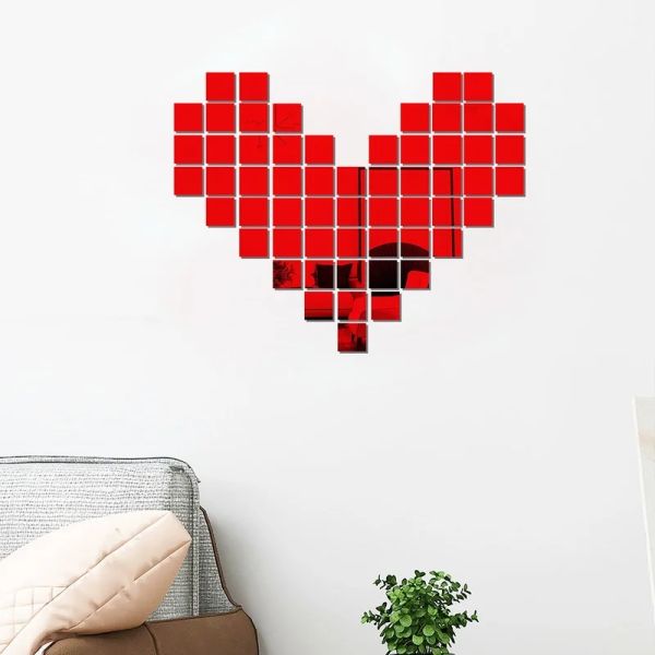 100pcs 3D Mirror Mosaic Wall Stickers Removable Art Decal Self-adhesive Acrylic Mirror Stickers Living Room Bedroom Home Decor