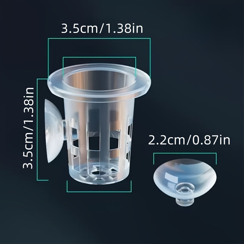 TEMU Pro 10-pack Heavy-duty Transparent Aquatic Plant Holders With Secure Suction Base - Stackable Aquarium Plant Vases For Live Plants, Moss,