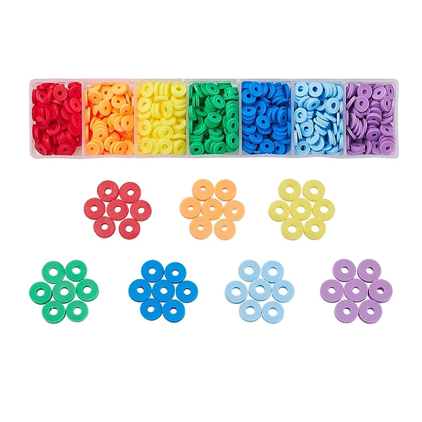 700Pcs 7 Colors Handmade Polymer Clay Beads