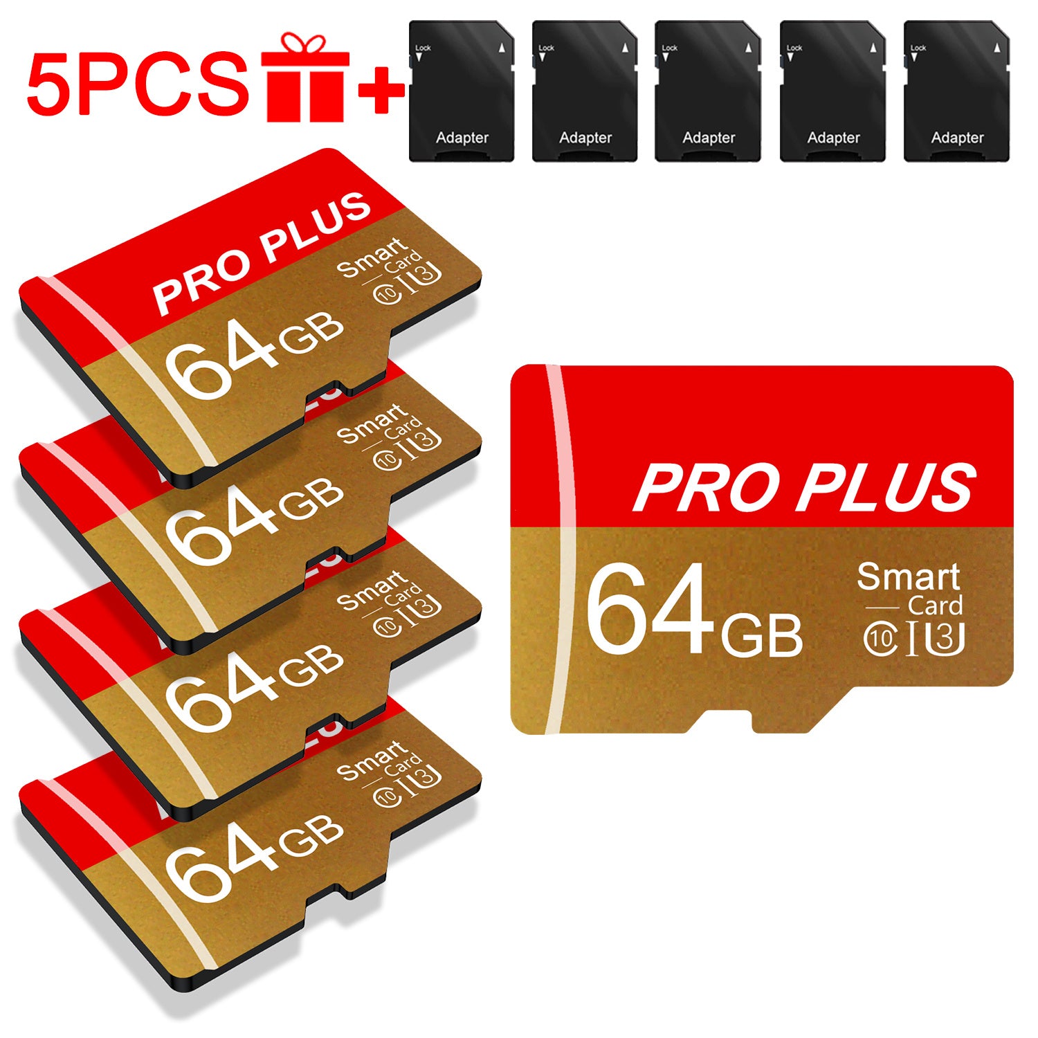TEMU 5pcs Memory Card 64gb 32gb 16gb With Adapter, High Card 8gb 4gb 2gb 1gb, U3 C10 A1 Memory Tf Card For Tablet-camera-phone-car Audio, Store Your
