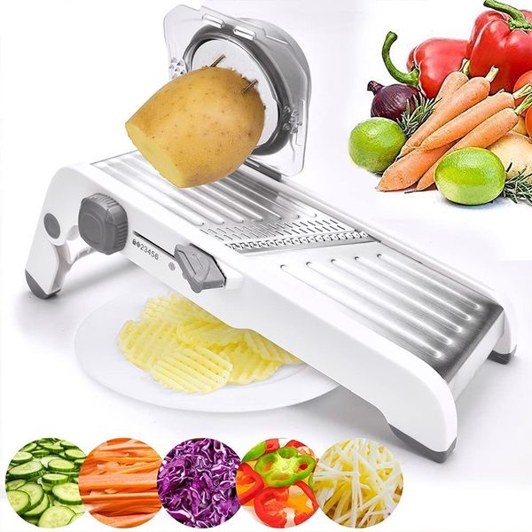 Fruit Vegetable Tools LMETJMA Ultra Sharp Mandoline Slicer Upgraded Vegetable Slicer Kitchen Adjustable Thickness Food Cutter Slicer Dicer K