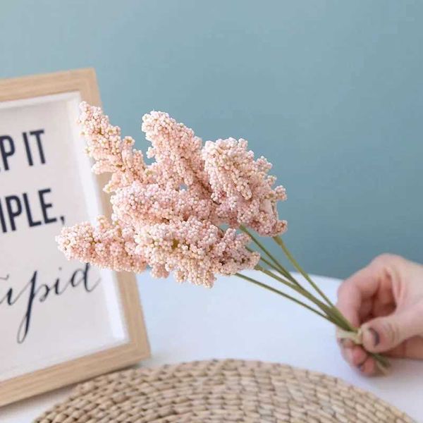 A bundle of 6-forked Pampa artificial flowers used for home decoration fake plants dried flowers wedding decoration and reserved flowers Y25