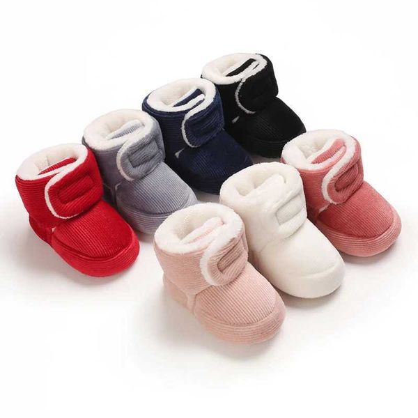 Inverno Baby Cor Solid Color Cotton Shoes para meninos e meninas espessadas solteiras e confortáveis sapatos de caminhada 1-18 Monthc25010