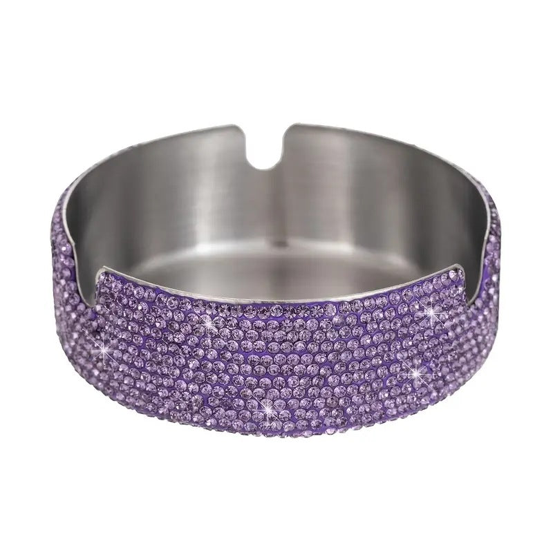 Stainless Steel Ashtray Creative Diamond-encrusted Tobacco Ash Tray Multi-functional Household Office Appearance Tabletop Decoration Metal Ash Jars