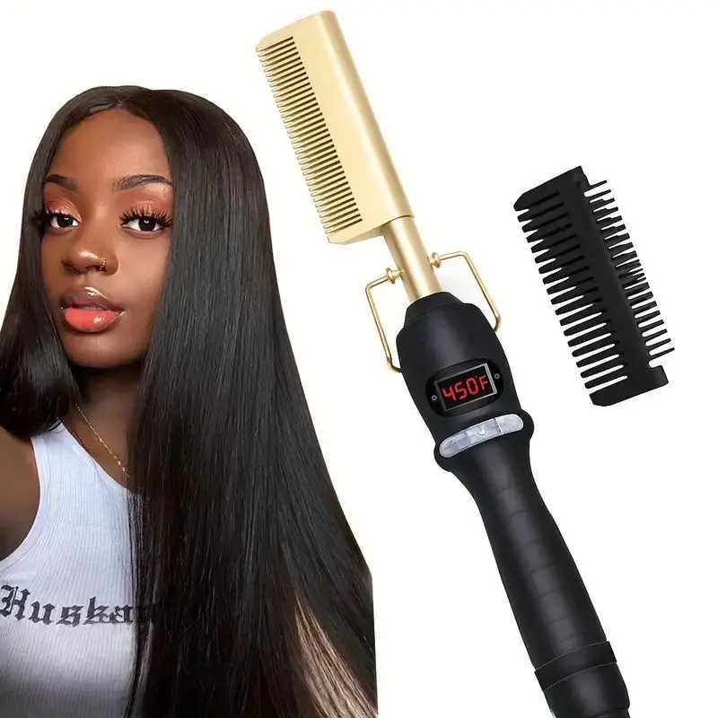 3-in-1 hot comb straightener curling iron straightener Peigne Chauffent comb temperature adjustable suitable for all hair types W240807