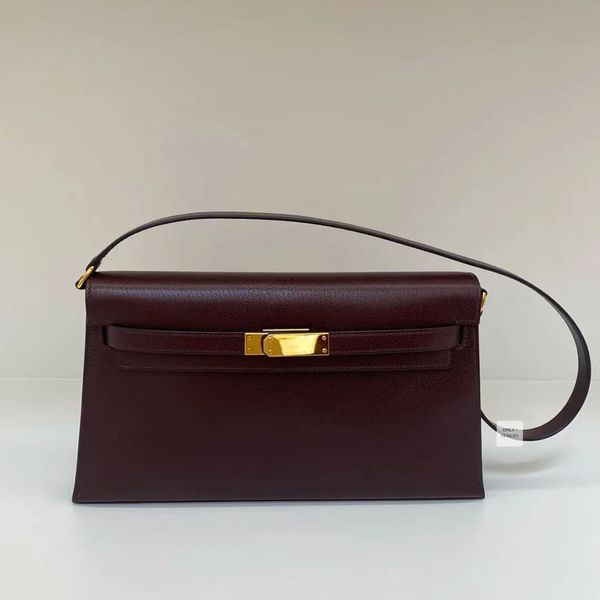 Designer elan bag luxury shoulder bags classic clutch genuine leather women lady gold tote handmade cross body armpit 27cm high top mirror q