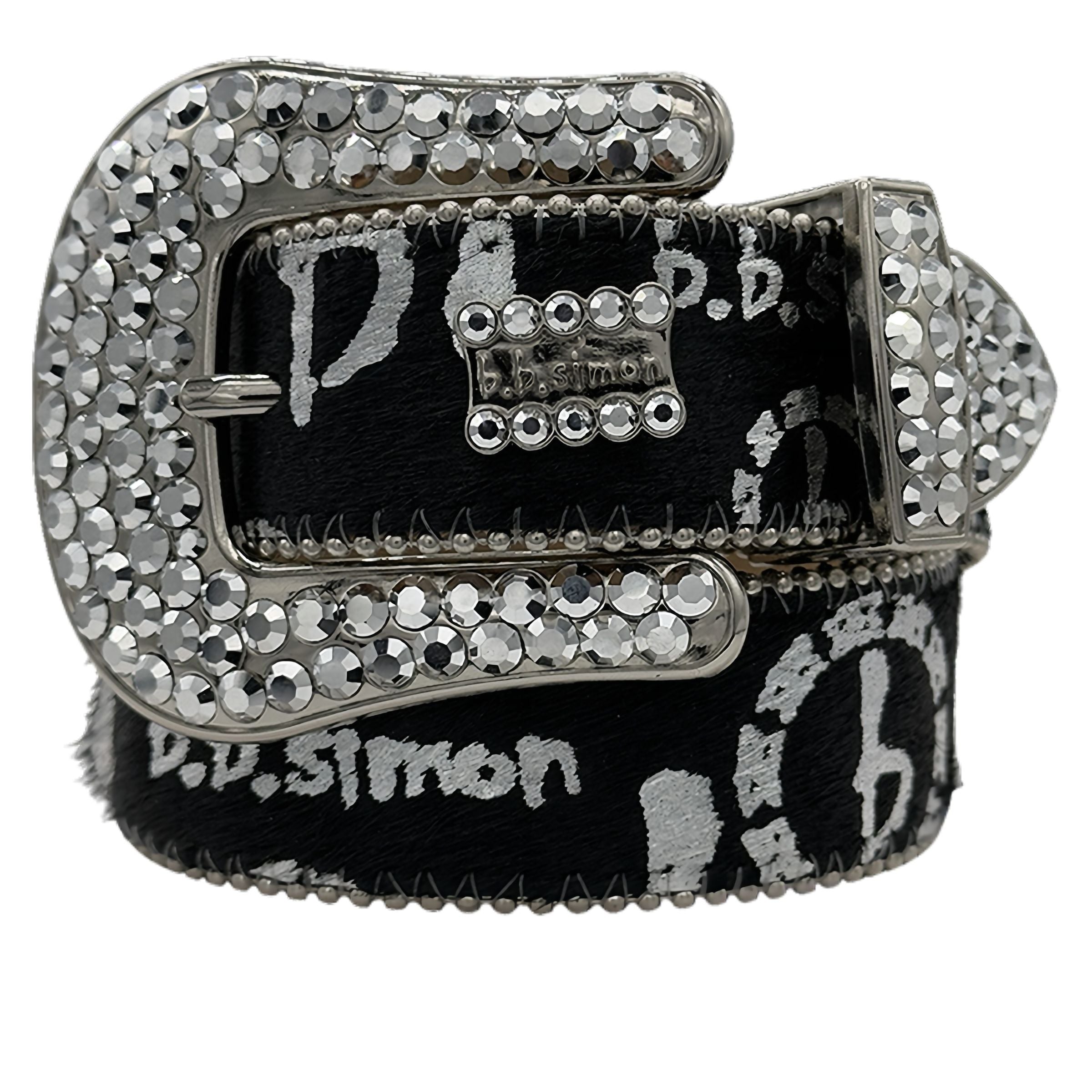 Best Fashion Designer Bb Simon for Women Men Shiny diamond belt Classic diamond BB letter print strap