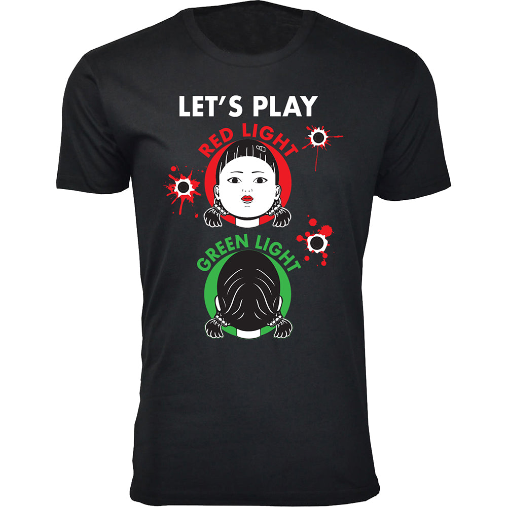 Men's Squid Games T-Shirts - Let's Play Red Light Green Light - Black - M