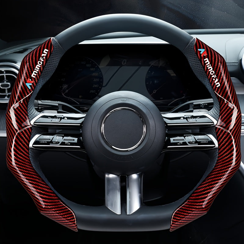 TEMU New Carbon Fiber Car Steering Wheel Cover, Pursuing Innovation, To Differentiate Steering Wheel Shapes, Glossy Carbon Fiber Pattern, Good Car