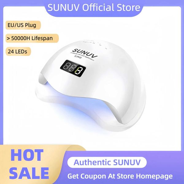 SUNUV SUN5 48W Dual UV LED Nail Lamp Nail Dryer Gel Polish Curing Light with Bottom 30s-60s Timer LCD display Y240801