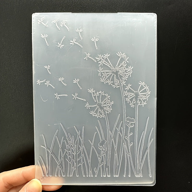 TEMU Dandelion Pattern Plastic Embossing Folder For Diy Card Making & Scrapbooking - Easy-to-use, Quick 3d Design Template, Crafts & Gift Tags,
