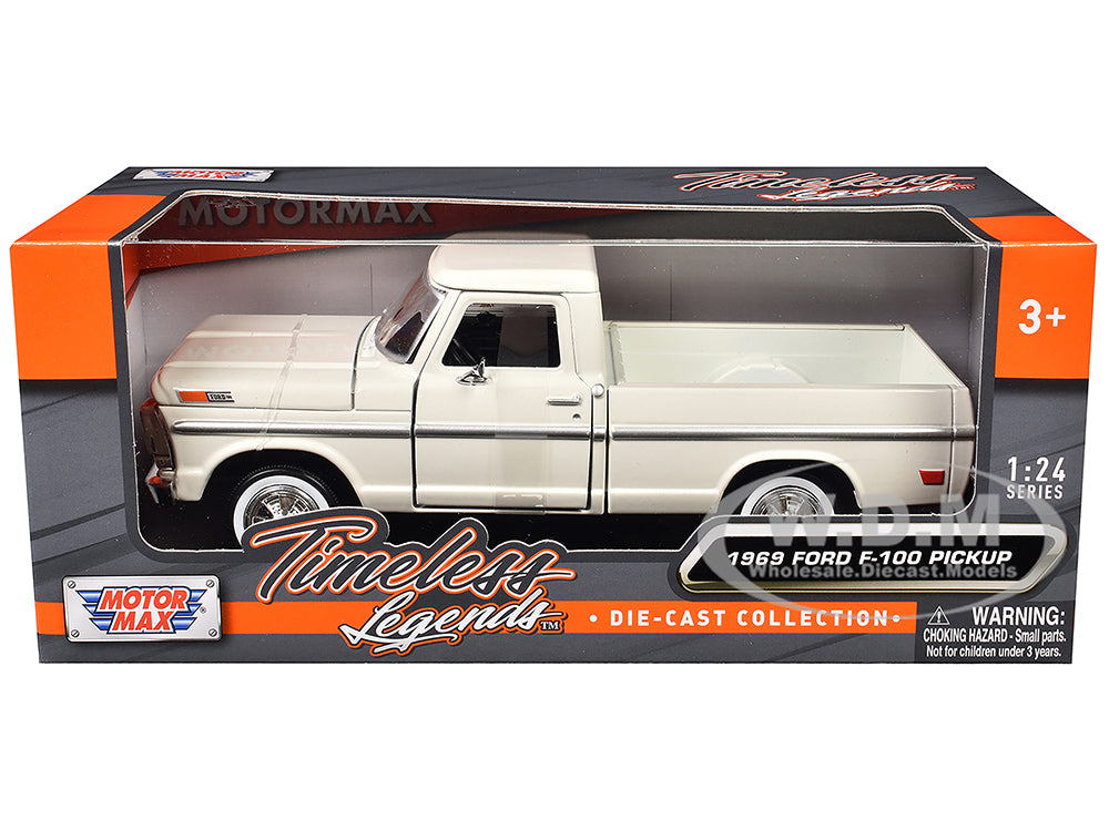 1969 Ford F-100 Pickup Truck Cream "Timeless Legends" Series 1-24 Diecast Model Car by Motormax