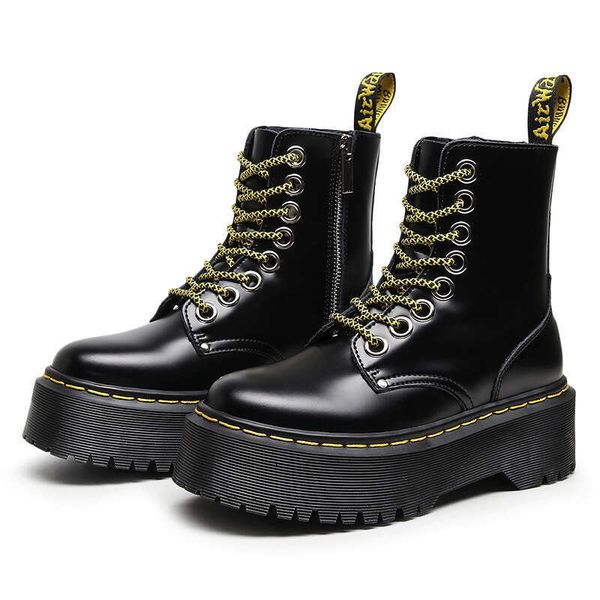 Sewing Short Boots Muffin Bottom Femininos Zapatos Para Mujeres Smooth Side Zip Women Shoes Lace Up Workwear Saltos Alto ConciseL240821