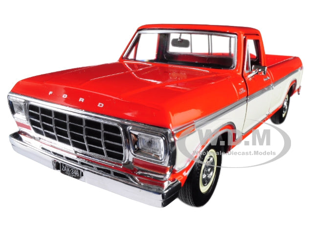 1979 Ford F-150 Custom Pickup Truck Orange and Cream 1-24 Diecast Model Car by Motormax