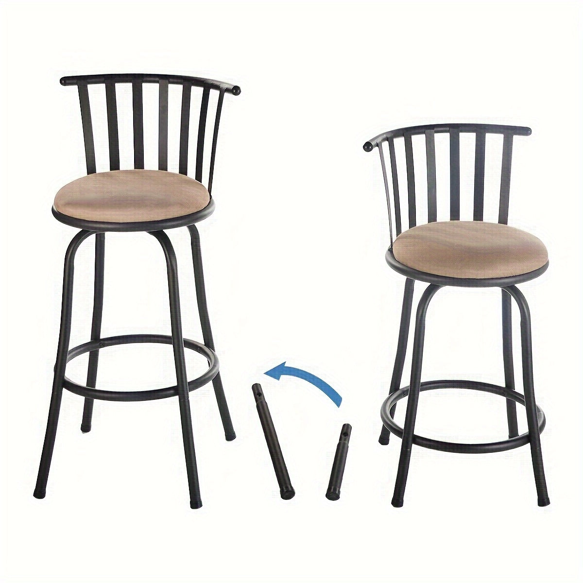 TEMU 2pcs Barstools, Modern Bar Chairs For Kitchen Island, Adjustable Seat Height Bar Stools, 24"-29" Conversion Legs, Counter Height Barstools With