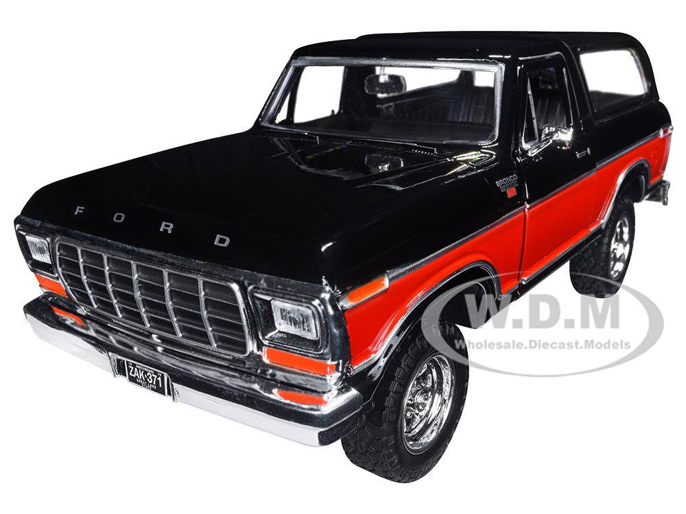 1978 Ford Bronco Ranger XLT with Spare Tire Black and Red "Timeless Legends" Series 1-24 Diecast Model Car by Motormax