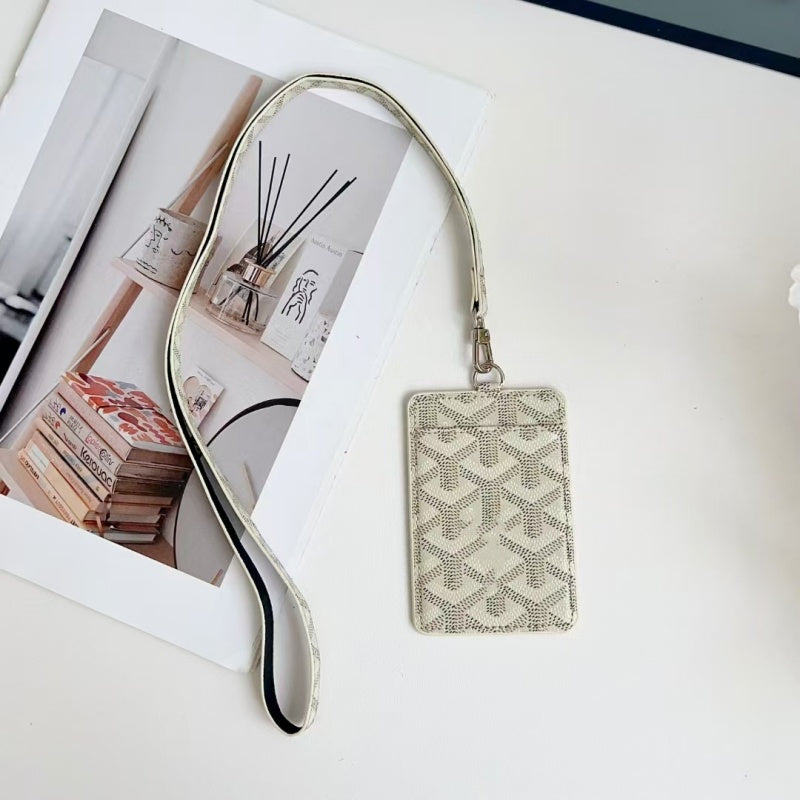 Fashion Designers Work ID set cowhide hanging neck bags Luxury Pu Leather Credit card holder employee hanging badge chest tag multi card bag protect