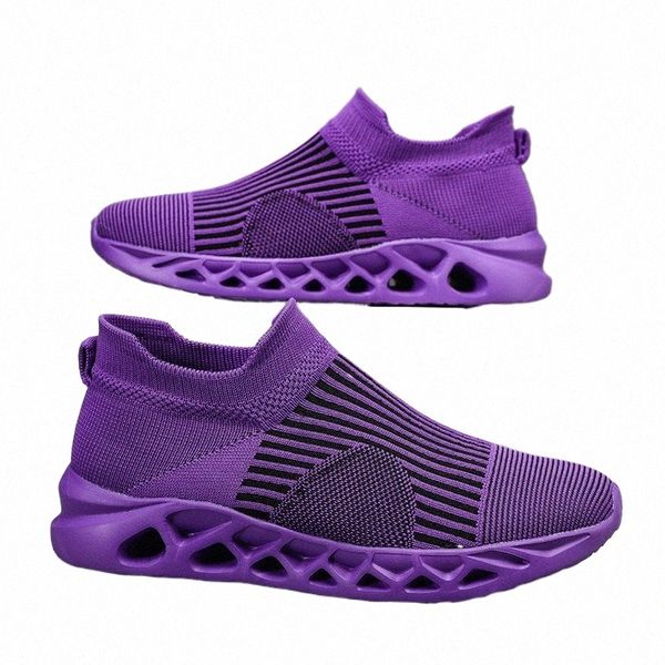 2024 Fi Purple Running Shoes for Men Socks Sports Shoes Plus Size 48 Breathable Women Slip- Sneakers Sock Trainers Men 75d7#