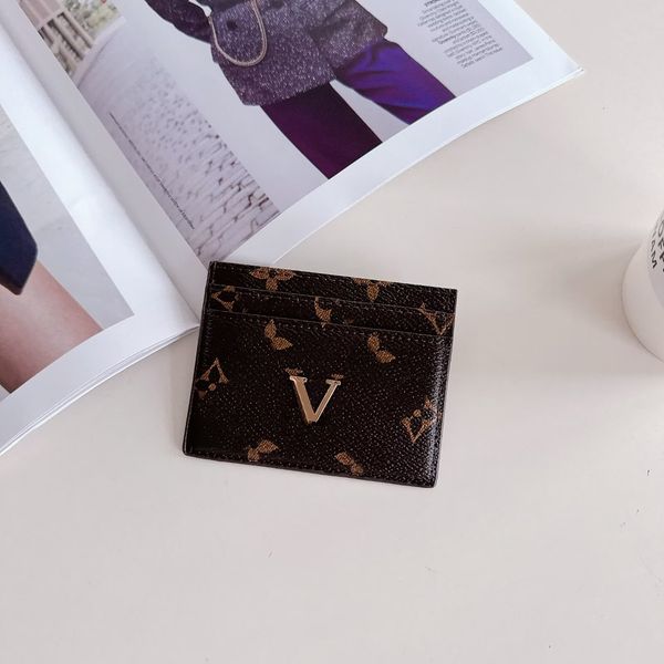 Luxury Designer Credit Card Holders Mini Wallets High Quality For Mens And Women Genuine Leather Old Flower Classics Pure Color Card Holder
