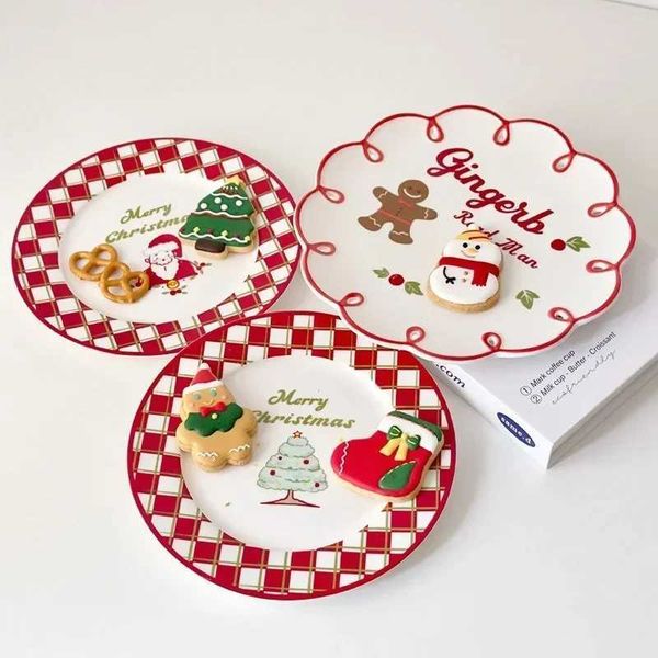 Dishes Plates Christmas Ceramic Tableware Santa Claus Tree Plate 350ml Gingerbread Man Cup Coffee Cup Family Dinner Plate Dessert Plate Tabl