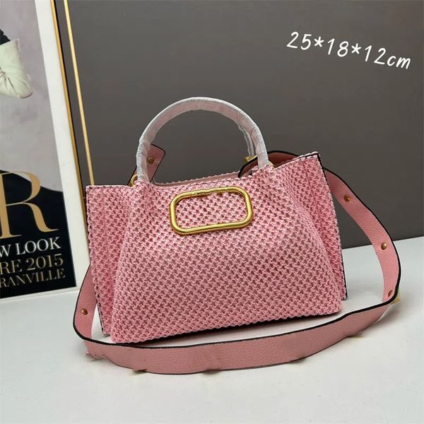 New Retro Straw Chain Shoulder Bags for Women Fashion Large Capacity Crossbody Bag Lady Solid Color Top-Handle Bag