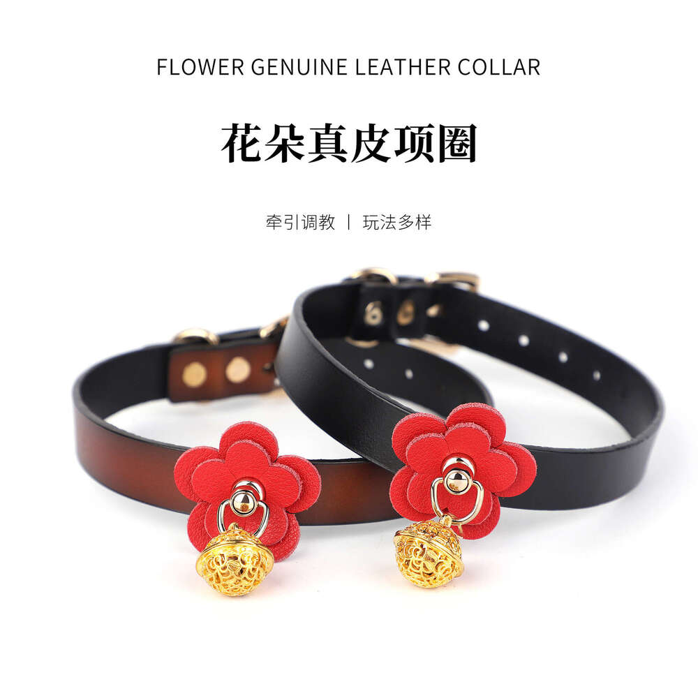 High end SM props, retro leather traction neck cover, flower bell, fun collar, alternative choker, adult products