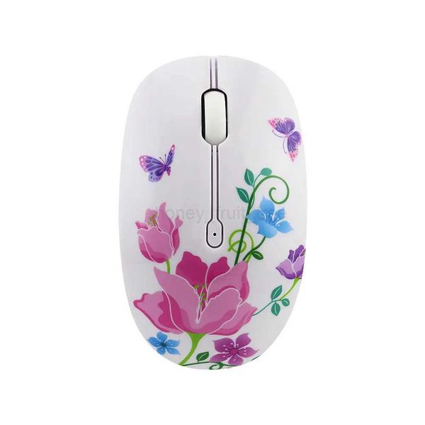 2.4G Cute Silent Wireless Mouse 1 AA Battery Needed Suitable Flower Pattern Mice For Home Office PC Laptop Computer USB MouseM240725
