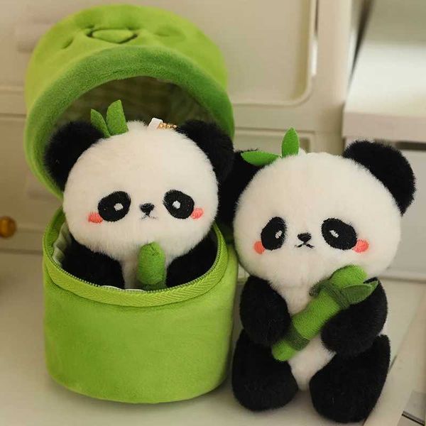 Plush Dolls Cute 10cm bamboo panda plush toy pendant filled with animal soft doll fluffy panda bag decoration birthday gift Q241130
