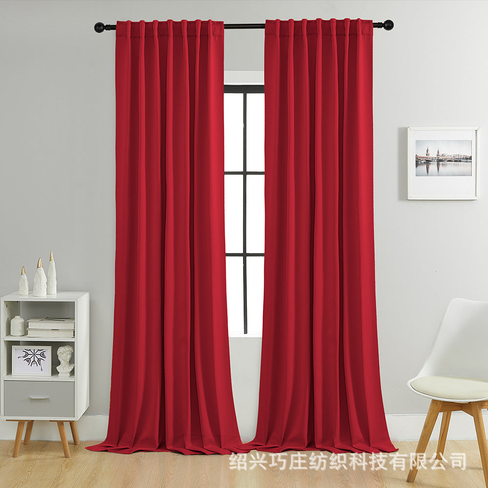 YL-36896 Thickened double-sided linen blackout curtains engineering hotel school sound insulation heat insulation blackout cotton linen curtain