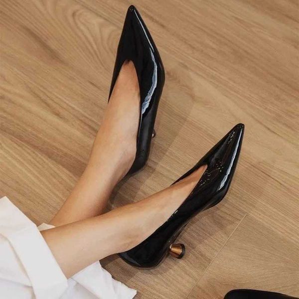 2024 New Womens Boat Shoes Pointed Toe Pumps Kitten Heels Dress Shoes Office Work for Female Black Spring Autumn Women Shoes C241115