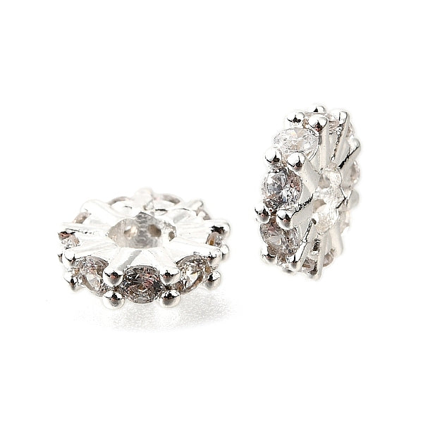 Entretoises rondes plates en laiton avec micro pavé de zircons cubiques