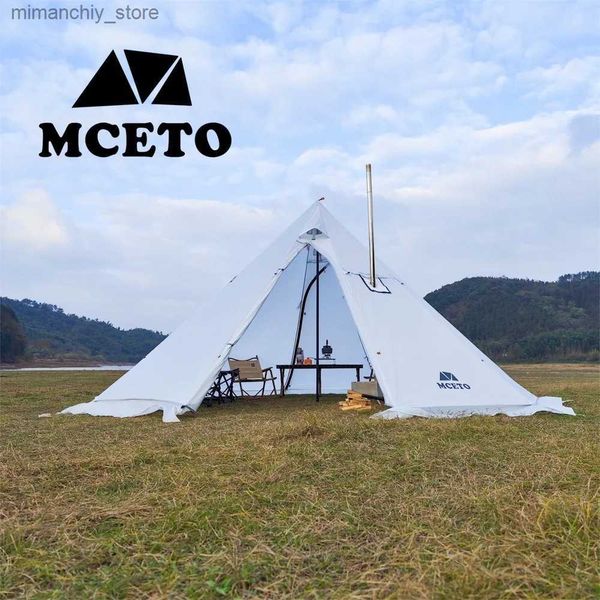 Tents and Shelters 2023 Upgraded 5M Oversized Pyramid Tent With Chimney Ho With Snow Skirt Teepee Tipi Outdoor Camping Tent Shelter 5-8 Peop