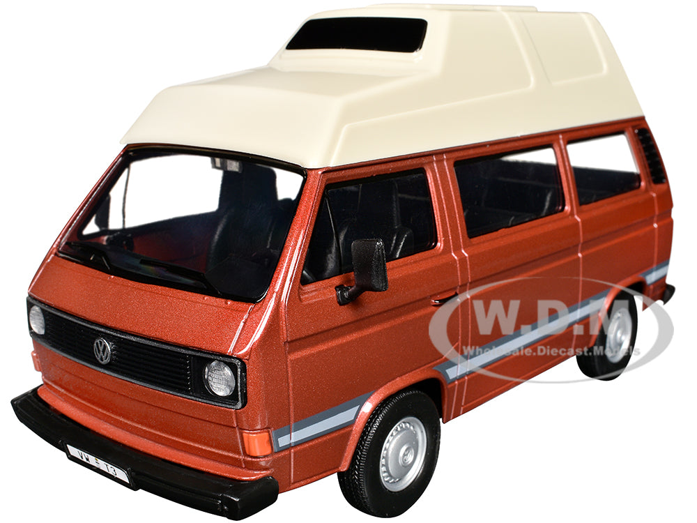 Volkswagen Type 2 (T3) Camper Van Brown Metallic with Cream Top 1-24 Diecast Model Car by Motormax