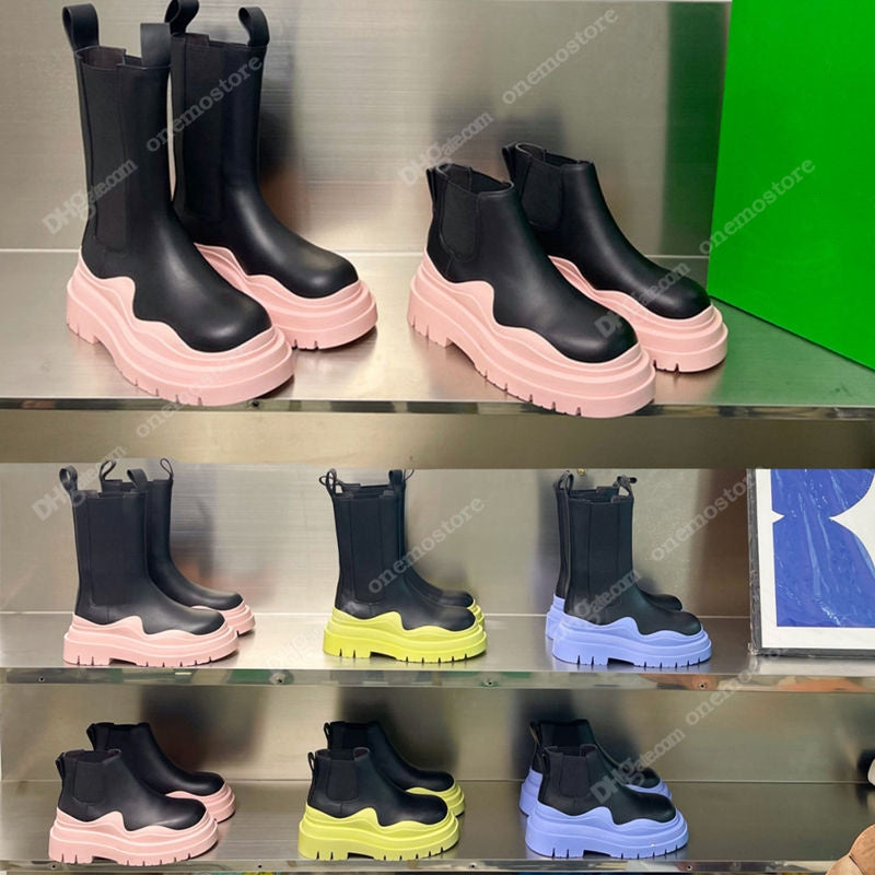 Designer Tire Boots Chelsea Martin Boots Women Men tires Boot Fashion Booties Platform Luxury Black Green Pink Transparent Rubber Walk Show Winter S