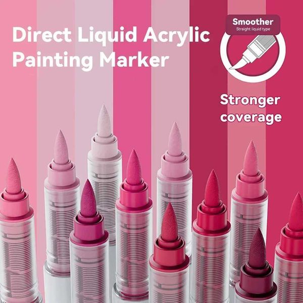 Watercolor Brush Pens 9pcs-Box Mix Color Acrylic Markers Set Art Rock Painting Pens Kids Gift Graffiti For Stone Glass Book Shoes DIY Craft