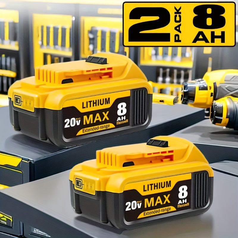 TEMU 2-pack 4-pack 20v 8.0ah Lithium-ion High-capacity Battery Replacement For 20v Max Cordless Power Tools - Long-lasting ,