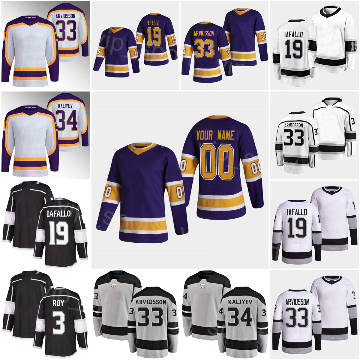 Reverse Retro Hockey 7 Tobias Bjornfot Jersey 44 Mikey Anderson 33 Viktor Arvidsson Arthur Kaliyev Alex Iafallo Matt Roy Blake Lizotte Sean Durzi Cu