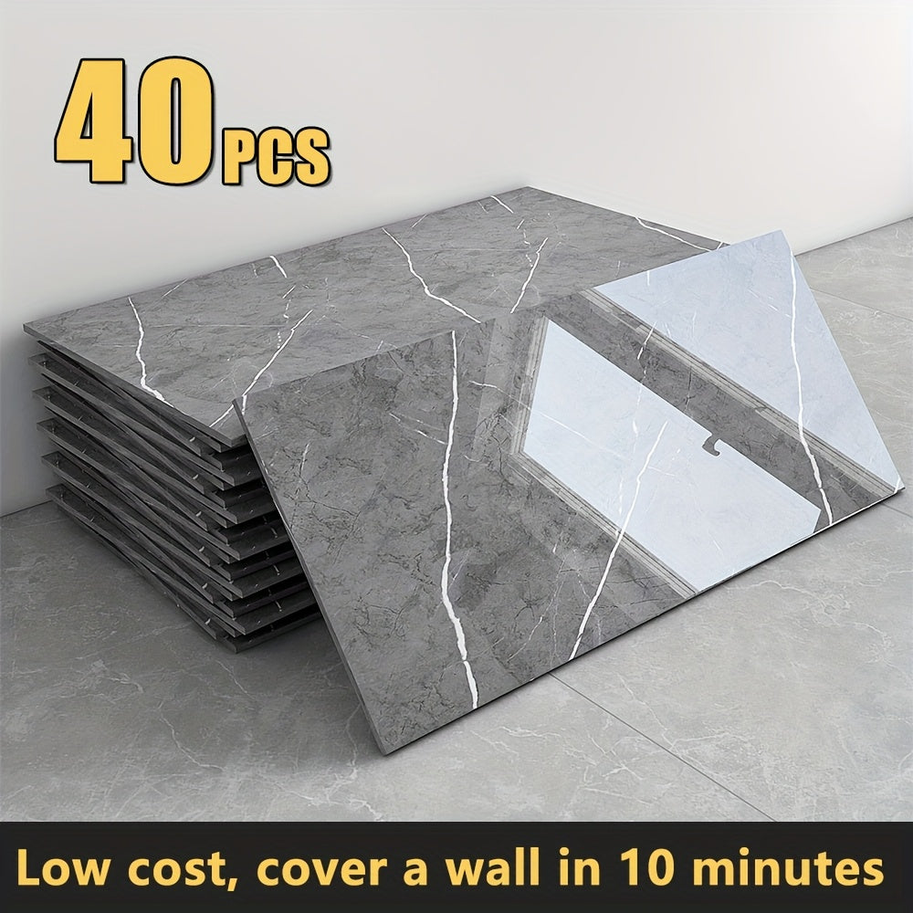 TEMU 20-40pcs Matte Marble Pattern Wall Panels Wall Sticker Set-self-adhesive Detachable Pvc Wall Panels Wall Decals, Waterproof Peel And Stick